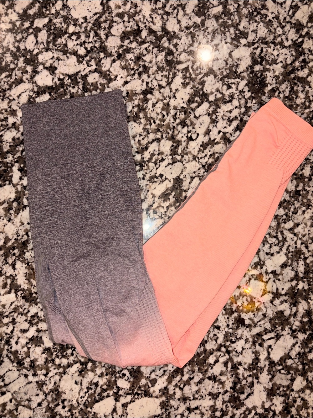 Coral and Charcoal Ombré Color Block Athletic Leggings